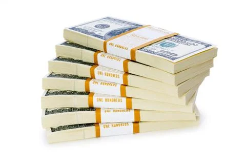 Stack of dollars isolated on the white Stock Photos