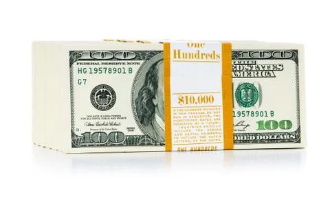 Stack of dollars isolated on the white 스톡 사진