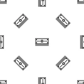 Stack of dollars pattern seamless black Illustrazione stock