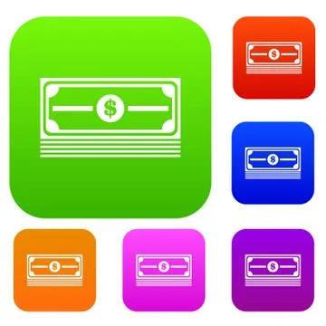 Stack of dollars set collection Illustrazione stock