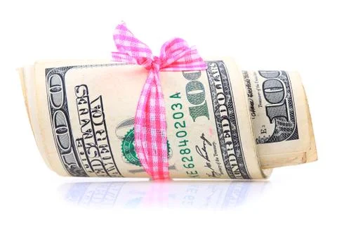 Stack of dollars on white background Stock Photos