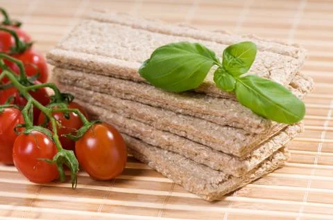 Stack of dry crisp bread slices Stock Photos