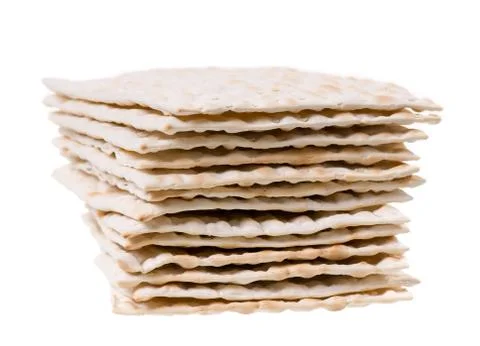 Stack of dry matza or matzah bread slices Foto stock