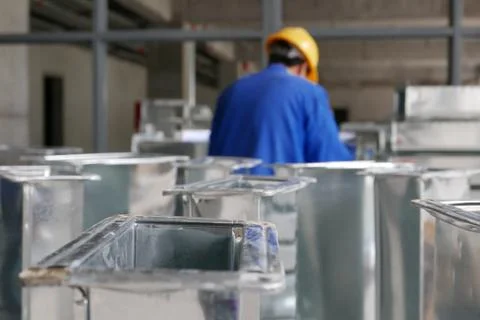 Stack of Ducts on Construction Site Stock Photos