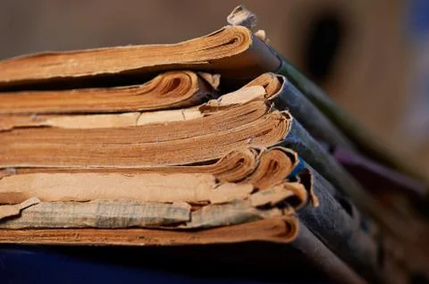 Stack of dusty old magazines Stock Photos