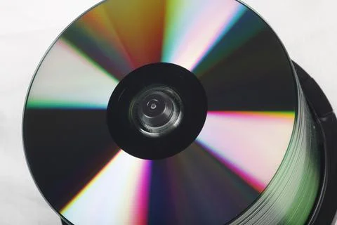 Stack Of DVDs Against A White Background In A Studio Environment Stock Photos