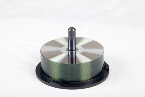 Stack Of DVDs Against A White Background In A Studio Environment Stock Photos