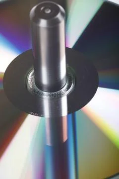 Stack Of DVDs Against A White Background In A Studio Environment Foto stock