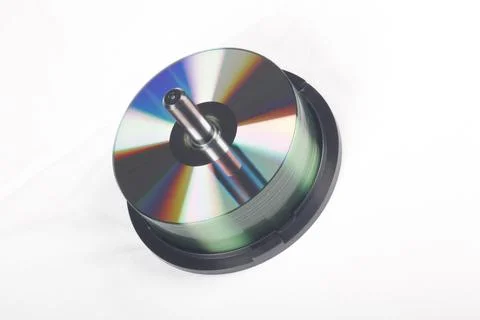 Stack Of DVDs Against A White Background In A Studio Environment Stock Photos
