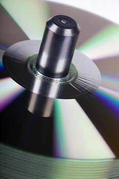 Stack Of DVDs Against A White Background In A Studio Environment Stock Photos