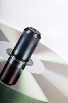 Stack Of DVDs Against A White Background In A Studio Environment Stock Photos