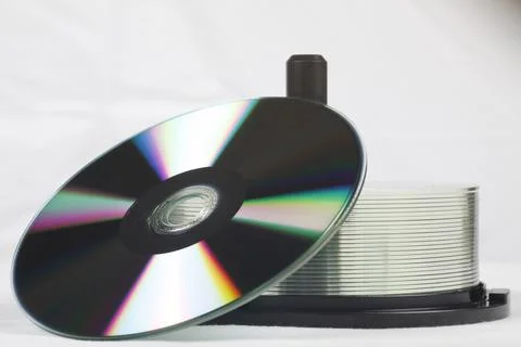 Stack Of DVDs Against A White Background In A Studio Environment Stock Photos