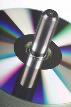 Stack Of DVDs Against A White Background In A Studio Environment Foto stock