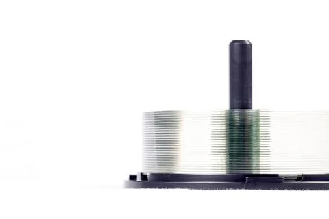 Stack Of DVDs Against A White Background In A Studio Environment Stock Photos