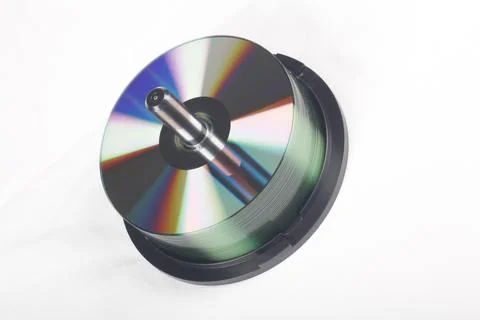 Stack Of DVDs Against A White Background In A Studio Environment Stock Photos