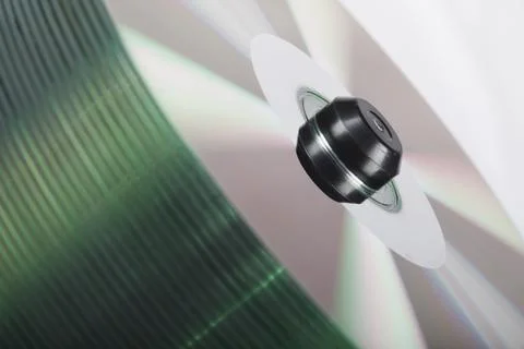 Stack Of DVDs Against A White Background In A Studio Environment Foto stock