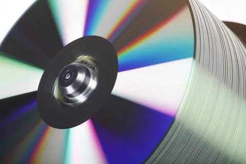 Stack Of DVDs Against A White Background In A Studio Environment Stock Photos