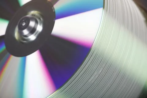 Stack Of DVDs Against A White Background In A Studio Environment Foto stock