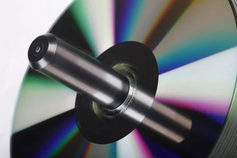 Stack Of DVDs Against A White Background In A Studio Environment Foto stock