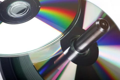 Stack Of DVDs Against A White Background In A Studio Environment 스톡 사진