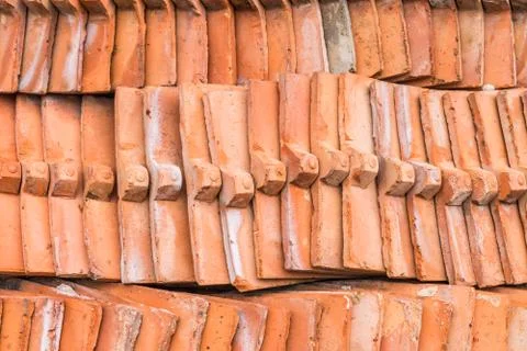 Stack of earthenware roof tile Stock Photos