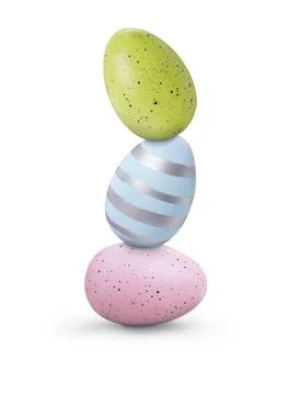 Stack of Easter eggs on white background Stock Photos