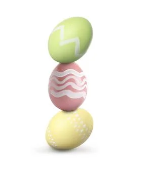 Stack of Easter eggs on white background Stock Photos