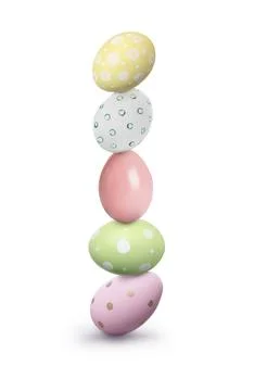 Stack of Easter eggs on white background Foto stock