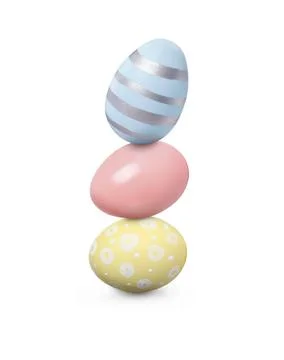 Stack of Easter eggs on white background Stock Photos