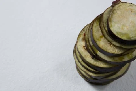 Stack of eggplants slice 스톡 사진