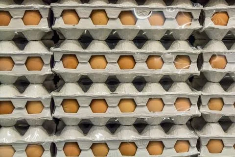 Stack of eggs in a shop Stock Photos
