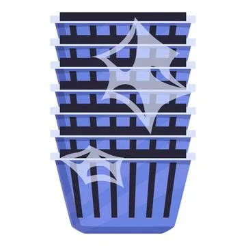 Stack of empty blue plastic crates for storage and transportation Stock Illustration
