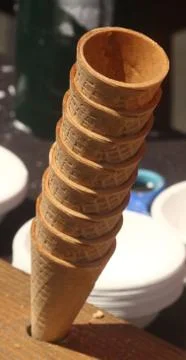 Stack of empty ice cream cones Stock Photos