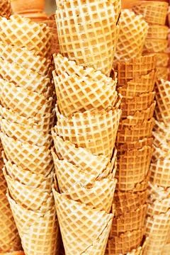 Stack of empty ice cream waffle cups Fotos de archivo