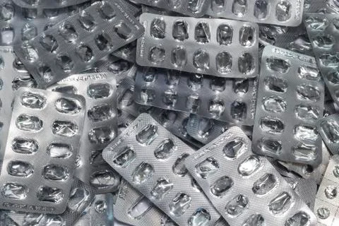 Stack of empty pills Stock Photos