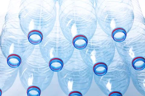 Stack of empty plastic water bottles Stock Photos