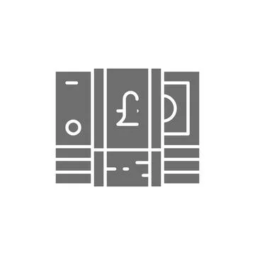 Stack of English Pound, GBP, British currency, money grey icon. Stock Illustration