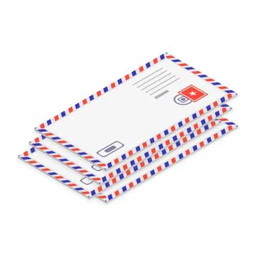 Stack of envelope icon, isometric style Stock Illustration