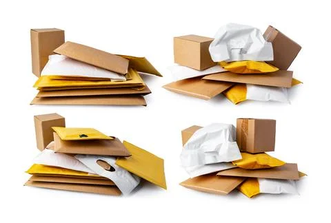 Stack of envelopes on white background Foto stock