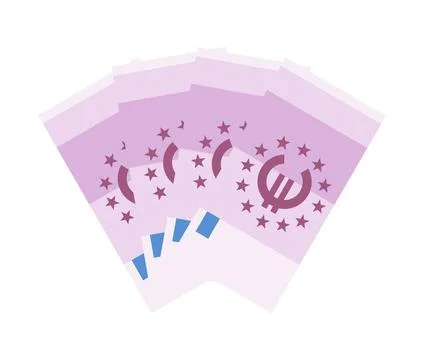 Stack of euro banknotes isolated on white background, vector illustration Stock Illustration