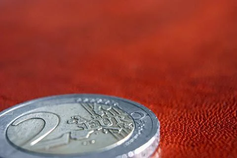 Stack of Euro coins on banknotes Stock Photos
