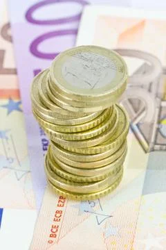 Stack of euro coins Stock Photos