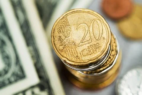 Stack of euro coins Stock Photos