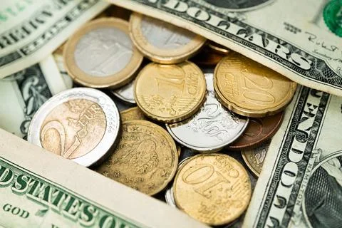 Stack of euro coins Stock Photos