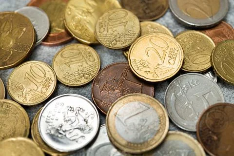 Stack of euro coins Stock Photos