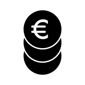 Stack of euro coins vector icon. Black and white cash illustration. Solid linear 스톡 일러스트