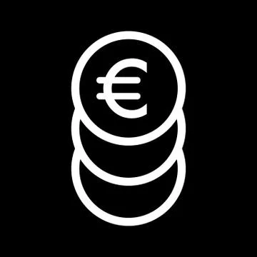 Stack of euro coins vector icon. Black and white cash illustration. Outline Stock Illustration