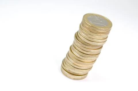 Stack of euro coins on white Stock Photos
