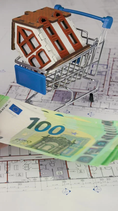 A stack of euros for buying real estate Stock Footage 282676418