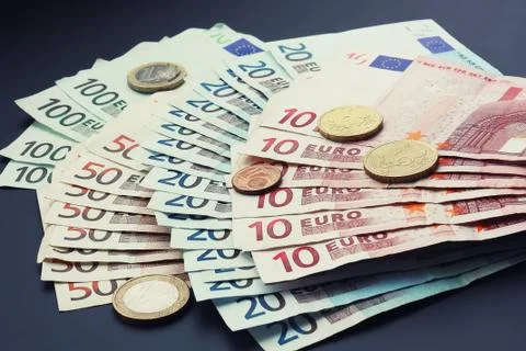 Stack of euros Stockfoto's